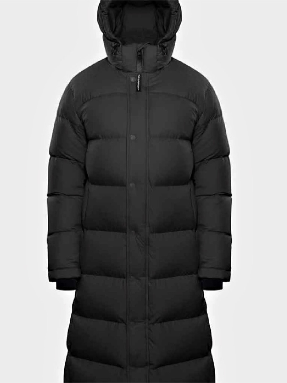 Aritzia Long Black Hooded Puffer Coat